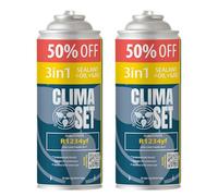 ClimaSet Recambio gas R1234yf 3in1 - Kit recarga aire acondicionado coche 2x235 g - Sustituto del refrigerante R1234yf - botella refrigerante coche - Gas aire acondicionado coche - ECO
