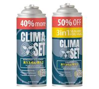 ClimaSet Recambio gas R134a R12-1x235 g - Kit recarga aire acondicionado coche + R134a 3in1-1x 235 g - Sustituto del refrigerante R134a - Gas aire acondicionado coche - ECO
