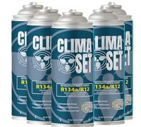 ClimaSet Recambio gas R134a R12 - Kit recarga aire acondicionado coche - Sustituto del refrigerante R134a - 3 botella refrigerante coche - Gas aire acondicionado coche - ECO