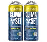 ClimaSet Refrigerante para Aire Acondicionado 3 en 1 R134a con Sellador y Kit de Aceite - Para Coches de 1994 a 2016 - No Tóxico - Resistente a la Corrosión - 2 Piezas 170 g
