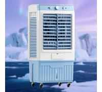 Climatizador Evaporativo 3 en 1, Aire Acondicionado Portatil con 4 Acumuladores de Frío, Tanque de Agua de 45 L/12 Galones, 3 Velocidades, Oscilación de 90°, Ideal para Fábricas, Hogares y Oficinas