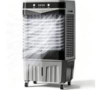 Climatizador Evaporativo 55L Ventilador Frio Hielo Portátil Sin Tubo Exterior Portátil Humidificador Enfriadores 3 Velocidades Oscilación 4 Packs Hielo Ruedas Enfriador Evaporativo Naves H80cm