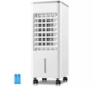 Climatizador Evaporativo, Aire Acondicionado Portatil de 3 Velocidades, 2 Cajas de Hielo, Temporizador 7.5 Horas para Hogar Oficina