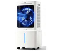 Climatizador Evaporativo de Aire Frío 25L, Enfriador Portátil con 4 Recipientes de Hielo, Temporizador 12H, Silencioso para Noche, 75W