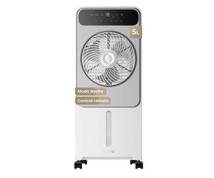 Climatizador evaporativo evvo ac950, 65w, depósito 5l, control táctil, 3 modos, temporizador 12h, mando a distancia, ruedas