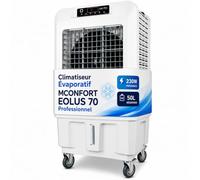Climatizador Evaporativo Profesional VONALA EOLUS 70 - Enfriador de Aire Portátil, Depósito 50L, Caudal 7000 m³/h, Cobertura 100m², 230W, Industrial Pórtatil