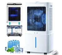 Climatizador Portátil 4 en 1 Sin Tubo 24 Velocidades, Depósito 25L, 6 Bloques de Hielo, Temporizador 12H, Oscilación 90°, Mando, 85W Enfriador Evaporativo Casa