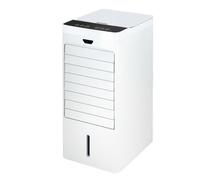Climatizador portátil 80W con funciones de enfriamiento, ventilación y deshumidificación, ideal para espacios pequeños y comodidad personal.