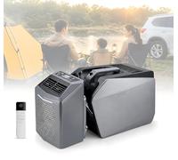 Climatizador Portátil Sin Tubo, Aire Acondicionado para Camping Split, 6200 BTU, 48V CC / 220V CA, Enfriamiento Rápido, Temporizador 12H, Mando a Distancia para Furgoneta, Tienda, 11m² 110/220V