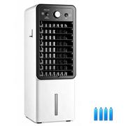 Climatizadores Evaporativos con Depósito de Agua de 10 L, 3 Velocidades, 4 Acumuladores de Frío, Climatizador Portatil Funciones de Refrigeración y Calefacción