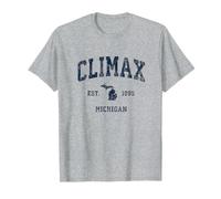 Climax Michigan MI Vintage Athletic Navy Diseño deportivo Camiseta