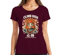 Climb High Fortune Favors The Y2K Japan - Camiseta para mujer, granate, S