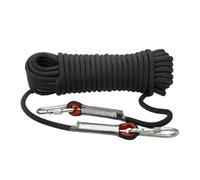 Climbing Rope, Static Line, Mountaineering Grade Safety Cord with 2 Carabiner, Outdoor Escape Gear, Mountain Ropes for Adventure, Fire Rescue & Fall Protection Training, Color Black