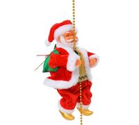 Climbing Santa Claus - 10*8*100cm Hanging Santa Claus | PP Santaa on Rope, Christmas Tree Ornament, Xmass Doll Climbs Up and Down, Battery Operated Toy with Light Music and Sound, Moving Figure