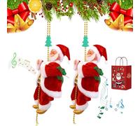Climbing Santa with Music - Funny Santaclaus Hangingclimbing Climbs up and Down Battery Operated, Christmas Ornament Decoration (2Pcs)
