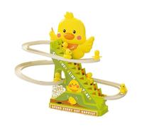 Climbing Toy, Ducks Climbing Stairs, Bright Colors Fun Motion Safe Design Lightweight Build Easy Assembly Musical Feature, Tracks Slide for Kids, 8.86x10.83x5.51inches