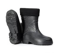 CLIMBR Botas de goma forradas ultraligeras para hombre, EVA, térmicas, 40-49, cálidas, de caña corta, botas de trabajo de invierno con forro, Negro , 49 EU
