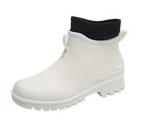 CLINGRE boutique shop uk Botas de Lluvia Impermeables de caña Baja for Mujer con Forro Polar, Elegantes vadeadores Cortos Antideslizantes for Exteriores e Informales. Botas de Lluvia(White 1,38 EU)