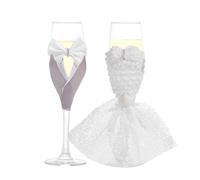 CLINGRE boutique shop uk Wedding Toasting Glasses 1 Pair, Clear Bride and Groom Design Champagne Flutes Set for Honeymoon Anniversary Valentines