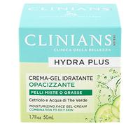 CLINIANS HYDRA PLUS crema-gel facial hidratante opacificante para pieles mixtas o grasas, con Pepino y Agua de Té Verde, 50 mL