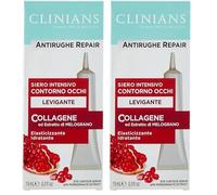 CLINIANS | Serum Reparador Antiarrugas Contorno de Ojos Intensivo, Dermatológicamente Testado, Made in Italy, 15 ml (Paquete de 2)