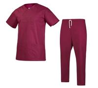 Clinotest Camiseta quirúrgica con cuello plegable y pantalones quirúrgicos, resistente a la ebullición, resistente, ajuste óptimo, ropa médica para cirugía y enfermería, Mora Oscuro, 4XL