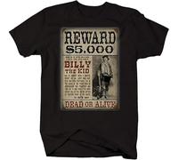 CLINSIS Billy The Kid T Shirt Wild West Casual Graphic Vintage Gift Tops Black XXL