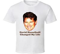 CLINSIS David Hasselhoff Changed My Life T Shirt Casual Graphic Vintage Gift Tops White L