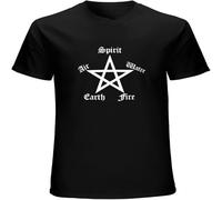 CLINSIS Ele Ments Pentagram Mens Funny Pagan Nature Retro Witchcraft Satan Top Sweatshirt Short Sleeve Black S