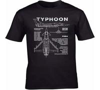 CLINSIS Eurofighter Typhoon Blueprint Slim Fit T Shirt Mens Aircraft RAF Fgr4 Plane Design Top Black 3XL