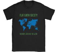 CLINSIS Flat Earth Mens T Shirt Earthers Funny Gift Science Present Cotton Short Sleeve Black S