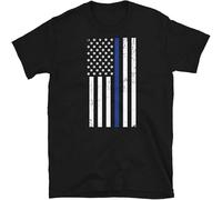 CLINSIS Honor Respect Police Law Enforcement Thin Blue Line Short-Sleeve Unisex T-Shirt Black XL