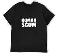 CLINSIS Human Scum Top Sweatshirt Short Sleeve Casual Graphic Vintage Gift Tops Black S