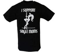 CLINSIS I Support Single Moms Adult Men's Rude Sex Funny T Shirt Black M