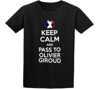 CLINSIS Keep Calm and Pass to Olivier Giroud France Soccer Futbol Euro Men's Cotton Shirt Black M