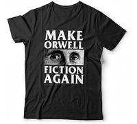 CLINSIS Make Orwell Fiction Again Tshirt Unisex 1984 Big Brother Conspiracy Short Sleeve Top Black S