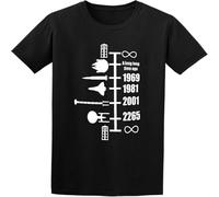 CLINSIS Man' Round Neck Spaceship Timeline Sports T-Shirt Black S