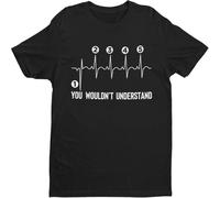 CLINSIS Mens Funny Biker T Shirt Gearshift Heartbeat One Down 4 Up Black L