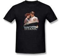 CLINSIS Titanic Movie Poster Jack and Rose Mercerized Men's T Shirt Unisex Clothing Black XL