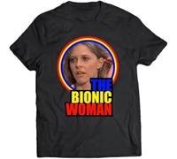 CLINSIS Vintage Action Series T Shirt Lindsay Wagner Jaime Sommers The Bionic Woman Black S