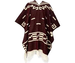 Clint Eastwood - Poncho de alpaca occidental hecho a mano en Ecuador | Auténtica réplica de serape de vaquero | Estilo de lana gruesa y cálida unisex, rojo (Red Vine), Talla única