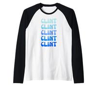 Clint Retro Name Stack Design Camiseta Manga Raglan