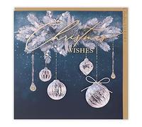 Clintons: 1169592 - Tarjeta de Navidad con diseño de bolas colgantes, color azul, 165 x 165