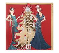 Clintons: Roaring 20'S Two Girls by Gold Christmas Tree Tarjeta de Navidad general, rojo, 192 x 192 (1181075)