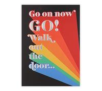 Clintons: Texto con sombra de gota arco iris, tarjeta con texto Sorry Your Leaving, 11 x 15 cm