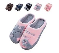Cliont Zapatillas De Gato Lindo Zapatillas De Invierno De Interior Zapatos Antideslizantes Regalo De Para Mujeres Y Hombres,Eu 43/44(Tamaño Del Fabricante 44/45), Rosa
