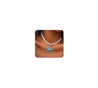 Cliory Collar bohemio con colgante de estrella de mar, gargantilla de estrella de mar en capas, collar de terciopelo blanco, joyería de playa para mujer