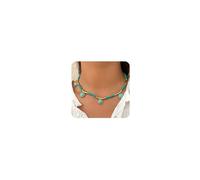 Cliory Collar bohemio de turquesa con cuentas, collar con colgante de moneda, joyería de verano, collares de playa para mujer