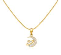 Cliory Collar con colgante de oro, estrella y luna, collar de planeta, joyería para mujer