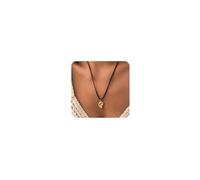 Cliory Collar de concha dorada con colgante de caracola, collar de cuero bohemio, bonito collar de playa de verano para mujer